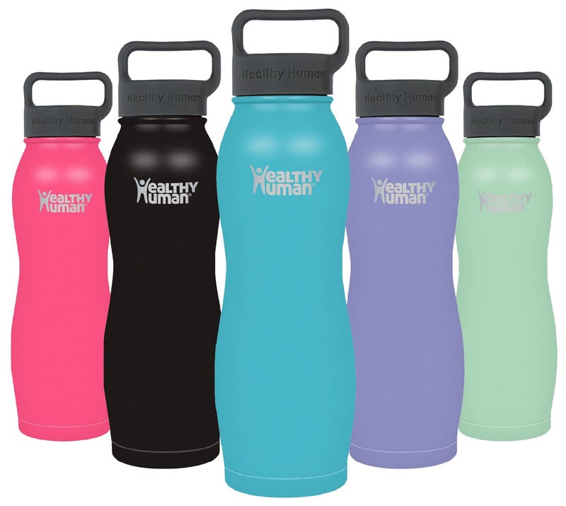 Healthy Human Stainless Steel Curve Water Bottle | 100% BPA Free Thermos for Kids & Adults | Vacuum Insulated Water Bottles | Metal Bottles with Leak Proof Lid (21 oz/ 621 ML, Glacier) - Image 1